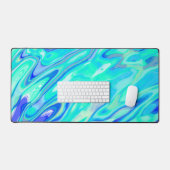 Aqua Blue Marble Texture Abstrait Motif liquide (Clavier et souris)