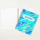 Aqua Blue Marble Texture Abstrait Motif liquide (Devant avec enveloppe)