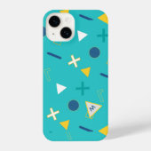 Aqua Blue Memphis Monogram iPhone Hoesje (Achterkant)