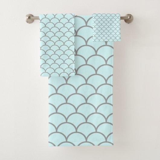  AQUA BLUE MERMAID BATHROOM TOWEL SET BAD HANDDOEK (Insitu)