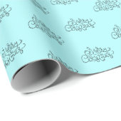 Aqua Blue Merry kerstcursive Font Holiday Cadeaupapier (Rol Hoek)