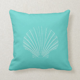 Aqua Blue met White Zee Shell Kussen