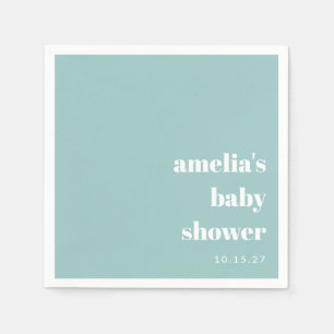 Aqua Blue Minimalistisch Schattige Baby shower op Servet