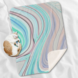 aqua blue mint green lila paars pastelregenboog sherpa deken