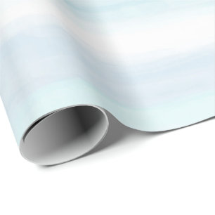 Aqua Blue Mint White Waterverf Stripes Cadeaupapier