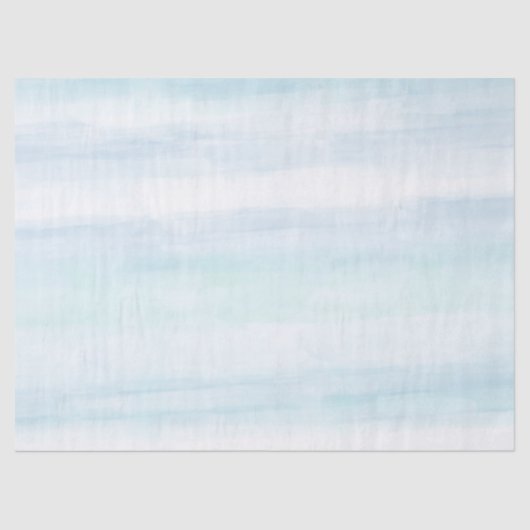 Aqua Blue Mint White Waterverf Stripes Tissuepapier (Voorkant)