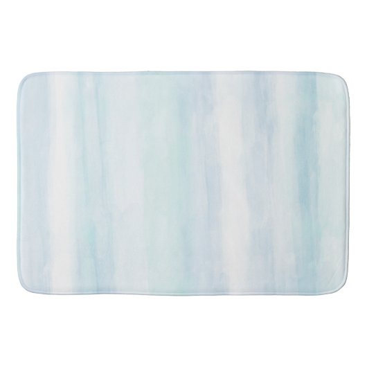 Aqua Blue Mint witte Waterverf strepen Badmat (Voorkant)