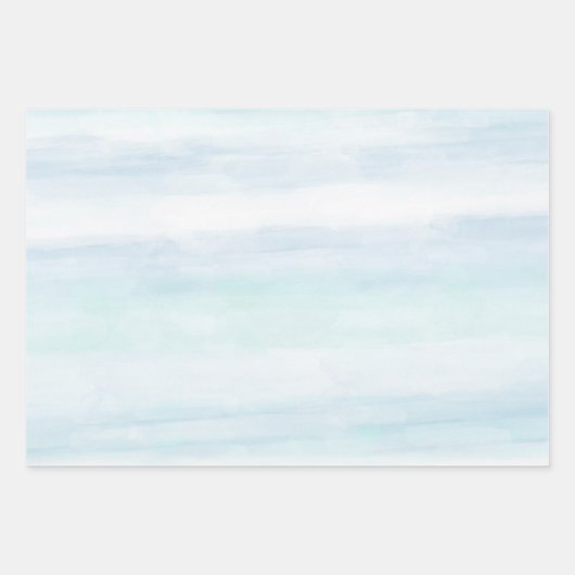 Aqua Blue Mint Witte Waterverf Strepen II Inpakpapier Vel (Voorkant 2)