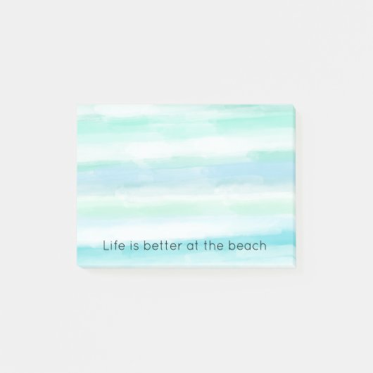 Aqua Blue Mint Witte Waterverf Strepen II Post-it® Notes (Voorkant)