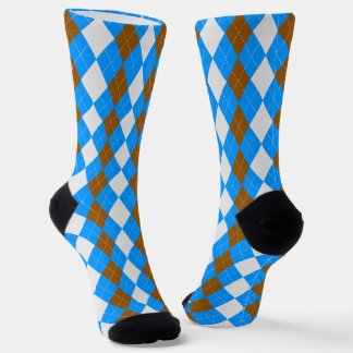 AQUA BLUE & MOCHA BROWN Argyle Pattern-Sokken Sokken