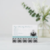 Aqua Blue Mode Diva Damask Visitekaartje (Staand voorkant)