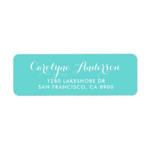 Aqua Blue Modern Script Typography Weddenschap Add Etiket