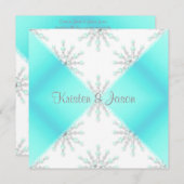 AQUA BLUE MODERN V WEDDINVITATIE KAART (Voorkant / Achterkant)