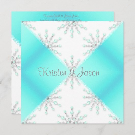 AQUA BLUE MODERNE V FAIRE-PART DE MARIAGE (Devant / Derrière)