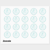 Aqua Blue Monogram G Mariage Favoriser Stickers (Feuille)