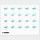 Aqua Blue Monogramme Stickers de mariage Forme car (Feuille)