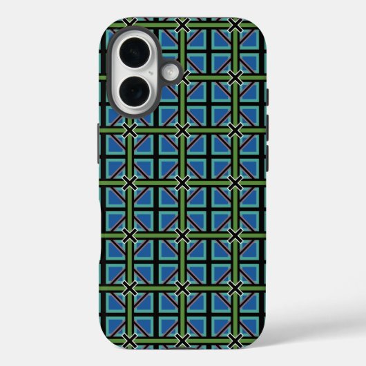 Aqua Blue Moss Green Celtic Kilt Pattern Case-Mate iPhone Case (Achterkant)