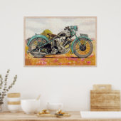  Aqua Blue Motorcycle afdrukken Poster (Keuken)