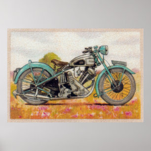 Aqua Blue Motorcycle afdrukken Poster