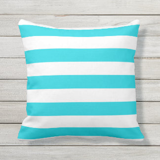 Aqua Blue Nautical Stripes OutdoorKussens Buitenkussen