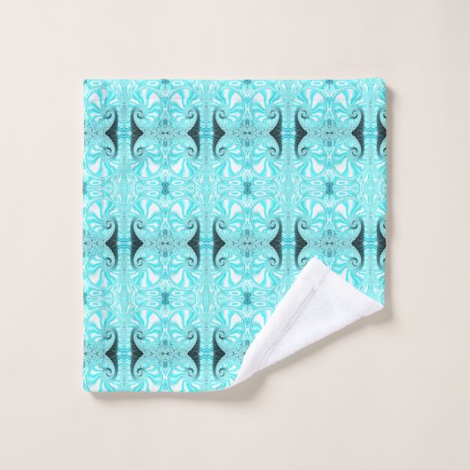 Aqua Blue Nautilus Shell Spiral Motif fractal (Gant de toilette)