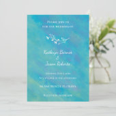 Aqua Blue Ocean Faire-part de mariage (Debout devant)