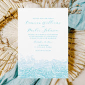 Aqua Blue Ocean Waves Beach bruiloft uitnodiging