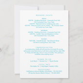 Aqua Blue Ocean Waves Wedding Welkomstroute Bedankkaart (Achterkant)