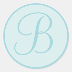 Aqua Blue of Blauwgroen monogram envelop afdichtin Ronde Sticker