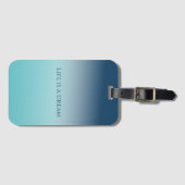 Aqua Blue Ombre Bagagelabel (Voorkant (horizontaal))