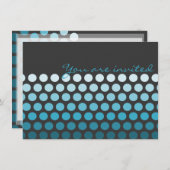 Aqua Blue Ombre Dots Invitation (Devant / Derrière)