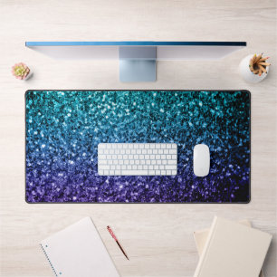 Aqua blue ombre faux glitter schittert bureaumat