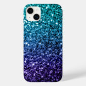 Aqua blue Ombre faux glitter sparkles Case-Mate iPhone Case (Achterkant)