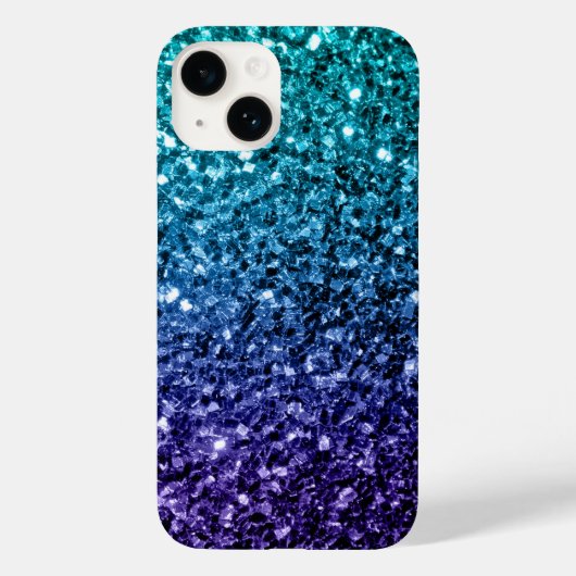 Aqua blue Ombre faux glitter sparkles Case-Mate iPhone Case (Achterkant)