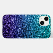 Aqua blue Ombre faux glitter sparkles Case-Mate iPhone Case (Achterkant (horizontaal))