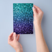 Aqua blue Ombre faux glitter sparkles Flyer (Hand)