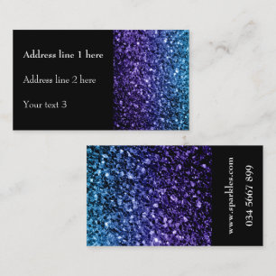 Aqua blue Ombre faux glitter sparkles met zwart Visitekaartje