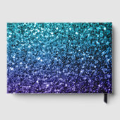 Aqua blue Ombre faux glitter sparkles Monogram Gastenboek (Achterkant)