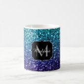 Aqua blue Ombre faux glitter sparkles Monogram Koffiemok (Center)