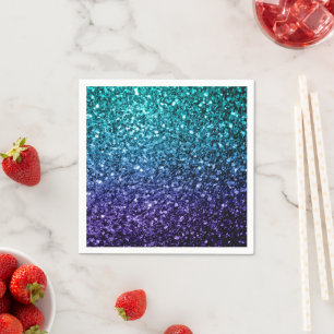 Aqua blue Ombre faux glitter sparkles Servetten