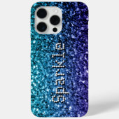 Aqua blue ombre faux glitters schittert Jouw tekst Case-Mate iPhone Case (Achterkant)