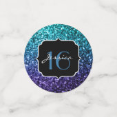 Aqua blue Ombre glitter sparkles Sweet 16 Confetti (Kleine voorkant)