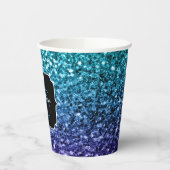 Aqua blue Ombre glitter sparkles Sweet 16 Papieren Bekers (Links)