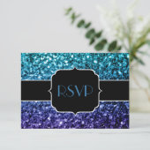 Aqua blue Ombre glitter sparkles Sweet 16 RSVP (Staand voorkant)