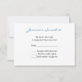 Aqua blue Ombre glitter sparkles Sweet 16 RSVP (Achterkant)