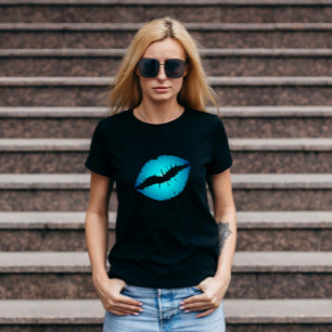 Aqua Blue Ombre Lipstick Kiss T-shirt