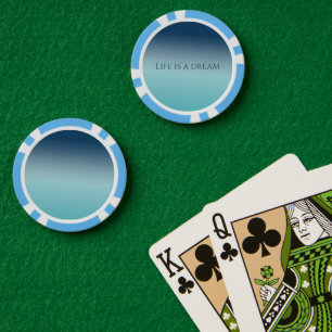 Aqua Blue Ombre Poker Chips