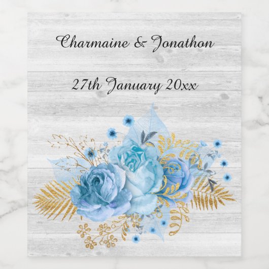 AQUA BLUE OR FLORAL RUSTIC WINE ÉTIQUETTE (Étiquettes simples)