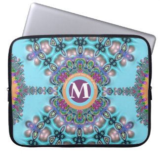 Aqua Blue & Oranje Boheemse Fusion Design Laptop Sleeve