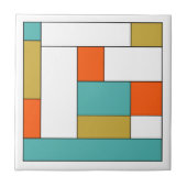 Aqua Blue Oranje Gold Century Colour Block Tegeltje (Voorkant)